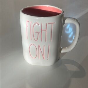 Rae Dunn White and Pink Breast Cancer 'Fight On!' Mug